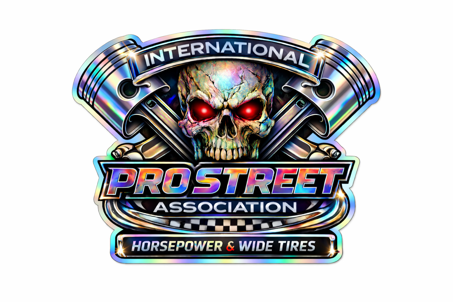 Die-Cut IPSA Skull Horsepower & Wide Tires Decal (Holographic Edition)